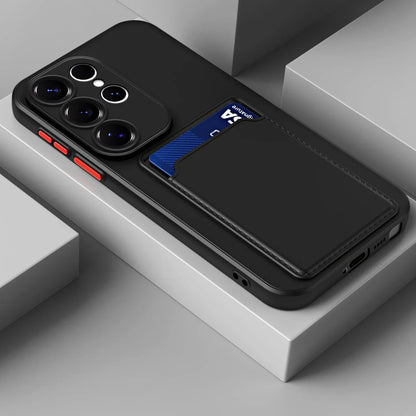 Silicone Phone Case with Built-In Card Slot for Samsung Galaxy – Shockproof Protection, Anti-Fingerprint Finish, Holds 2 Cards