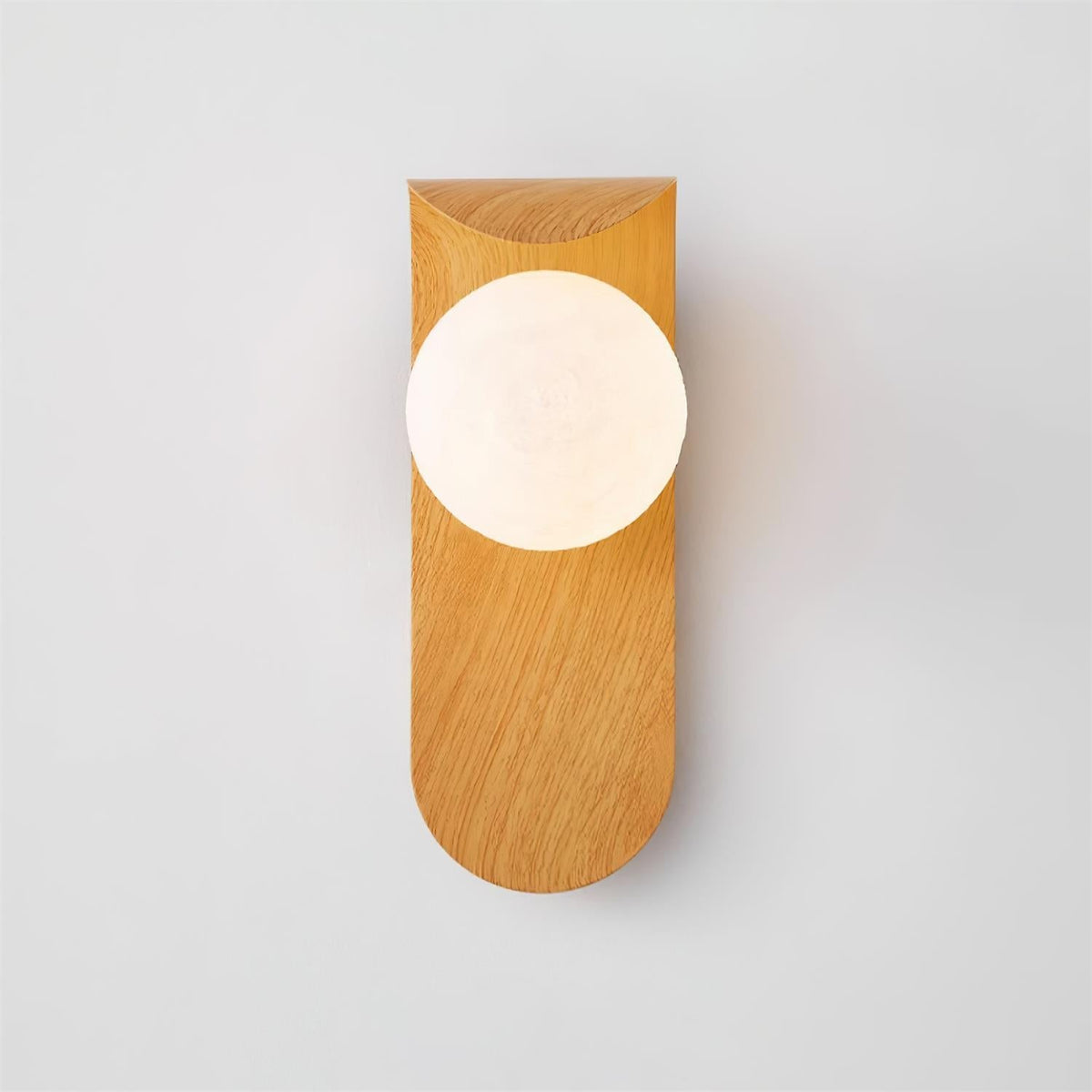 Spherical Sconce with Timber Accent – Frosted Orb Fixture for Bathrooms, Hallways & Bedrooms – Dimmable G9 Base