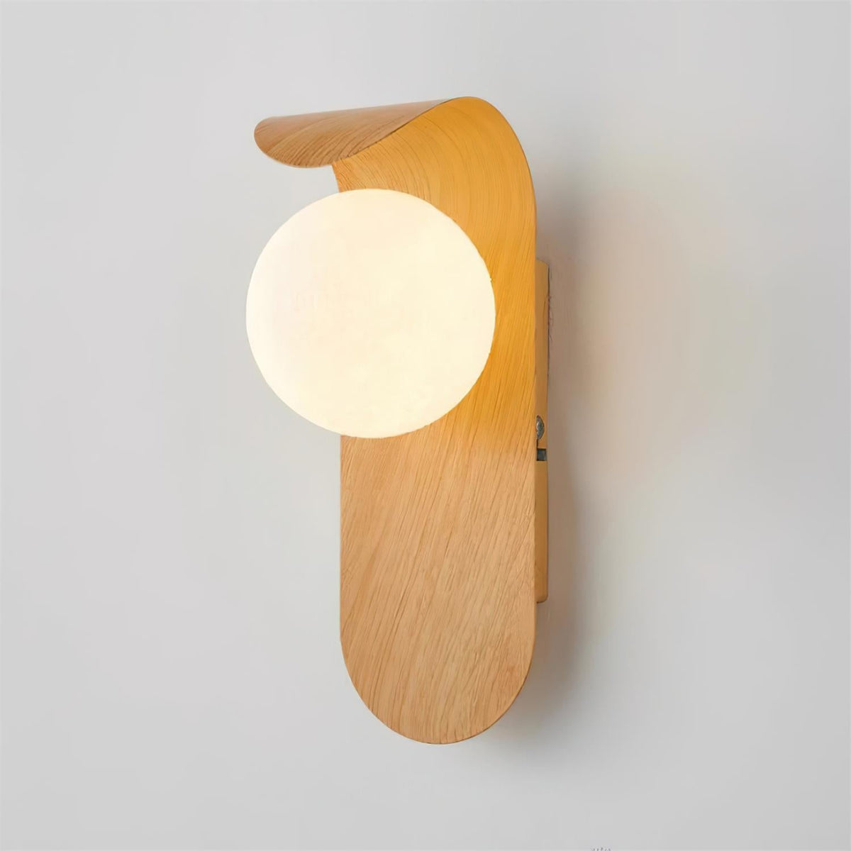 Spherical Sconce with Timber Accent – Frosted Orb Fixture for Bathrooms, Hallways & Bedrooms – Dimmable G9 Base