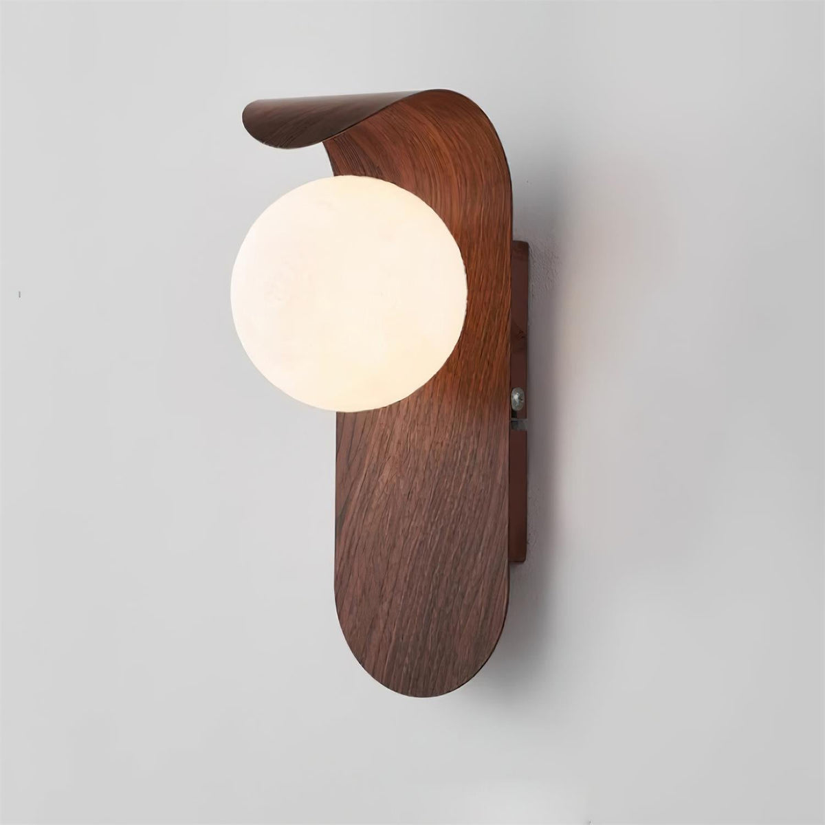 Spherical Sconce with Timber Accent – Frosted Orb Fixture for Bathrooms, Hallways & Bedrooms – Dimmable G9 Base