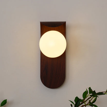 Spherical Sconce with Timber Accent – Frosted Orb Fixture for Bathrooms, Hallways & Bedrooms – Dimmable G9 Base