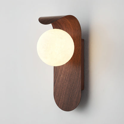 Spherical Sconce with Timber Accent – Frosted Orb Fixture for Bathrooms, Hallways & Bedrooms – Dimmable G9 Base
