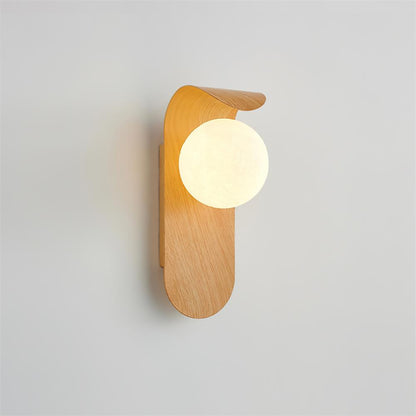 Spherical Sconce with Timber Accent – Frosted Orb Fixture for Bathrooms, Hallways & Bedrooms – Dimmable G9 Base