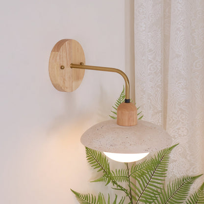 Curved Stone Sconce with Mixed-Material Arm for Bedside & Bath Vanity Reading Light Warm Organic Bedroom Hallway Entryway Accent