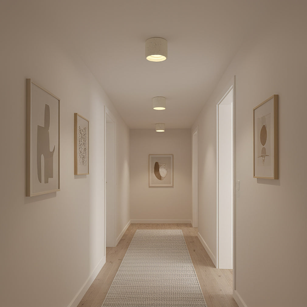 Flush Mount LED Light Fixture Set of 2 Composite Material Small Profile 5.5 Inch Warm Lighting for Kitchen Dining Room Hallway Apartment Bla