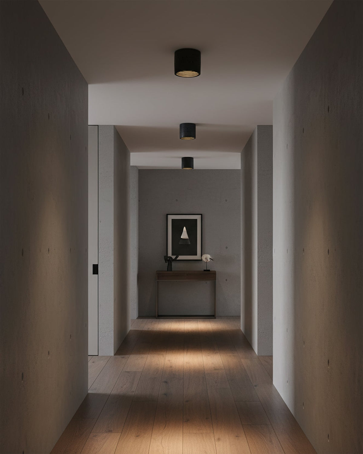 Flush Mount LED Light Fixture Set of 2 Composite Material Small Profile 5.5 Inch Warm Lighting for Kitchen Dining Room Hallway Apartment Bla
