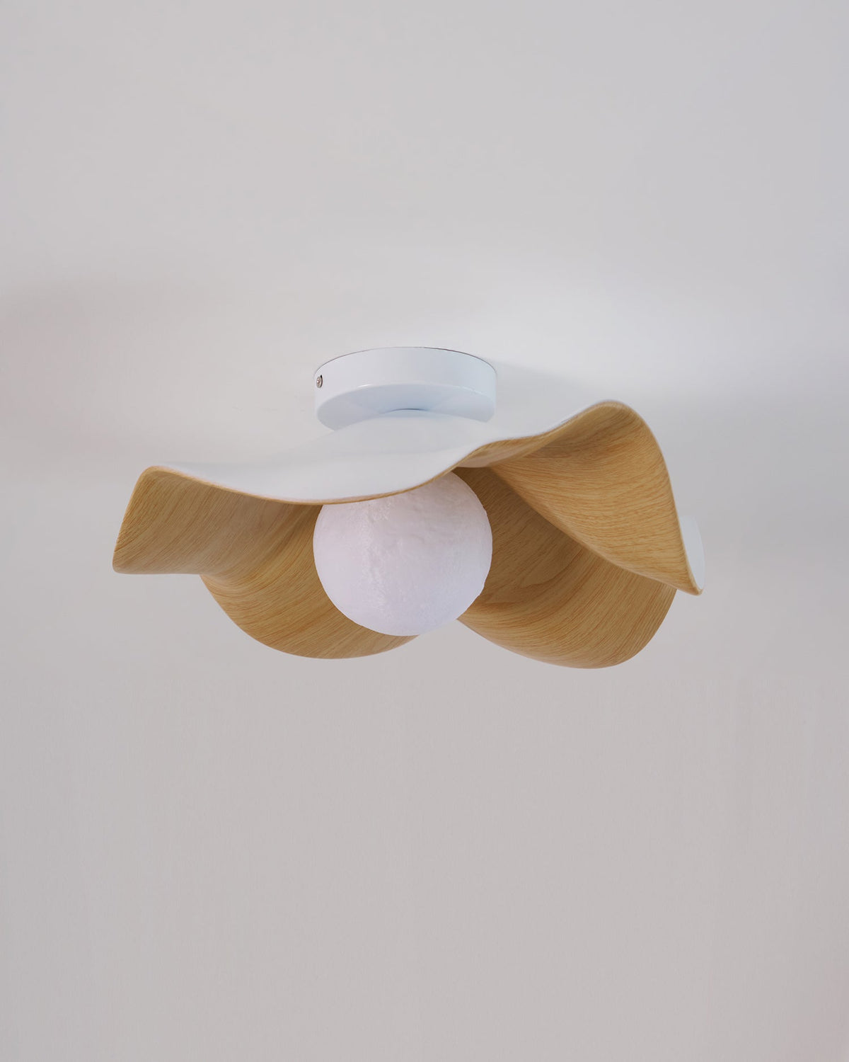 Flush Mount Light Fixture 11 in Resin Wood-Look Finish for Bathroom Hallway Entryway Wall or Ceiling Modern Low Profile Ambient Lighting G9