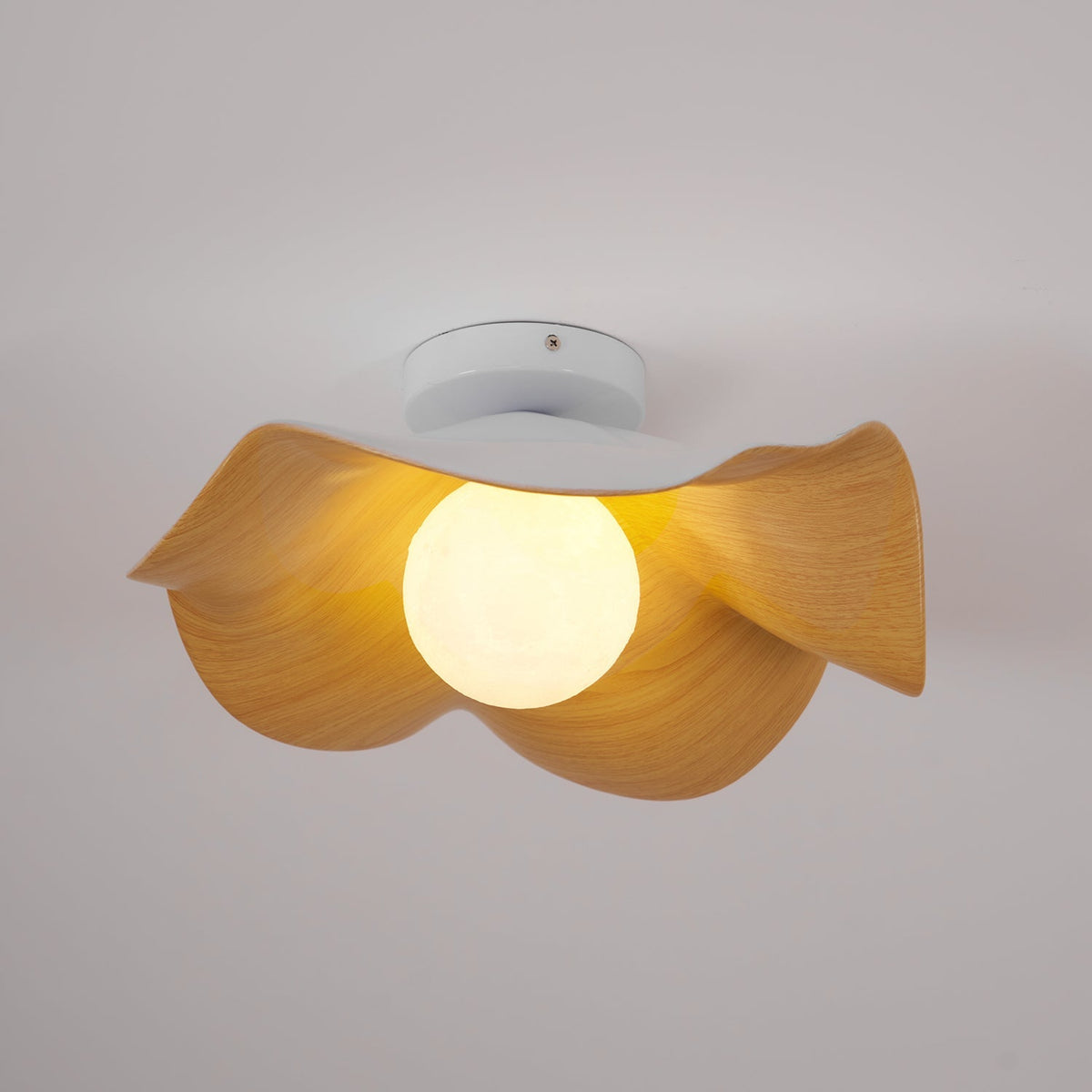 Flush Mount Light Fixture 11 in Resin Wood-Look Finish for Bathroom Hallway Entryway Wall or Ceiling Modern Low Profile Ambient Lighting G9