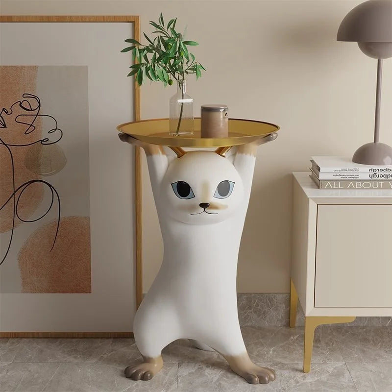 Cat Figure Side Table – Playful Decorative Coffee Table for Modern Living Rooms