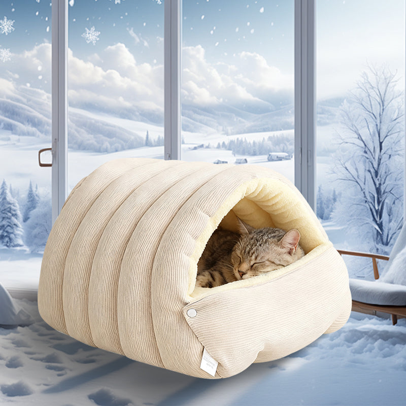 Ortekor Cavina | Plush Pet Cave Bed with Adjustable Design | Cozy Retreat for Cats