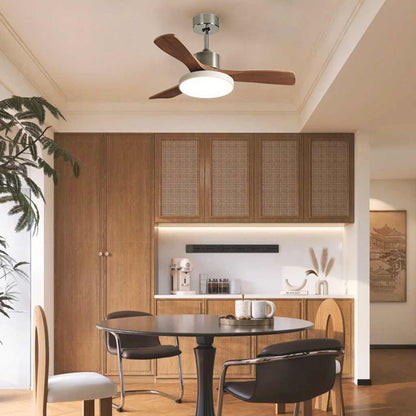 Low Profile Ceiling Fan with LED Light 36 inch Remote Control Whisper Quiet DC Motor Wood Blade for Bedroom Living Room Dining Room Semi Flu