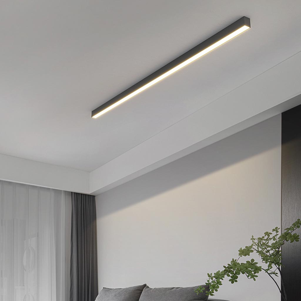 LED Flush Mount Ceiling Light Bar Iron 24 Inch Linear Strip Fixture Black White for Living Room Bedroom Hallway Kitchen Office Contemporary