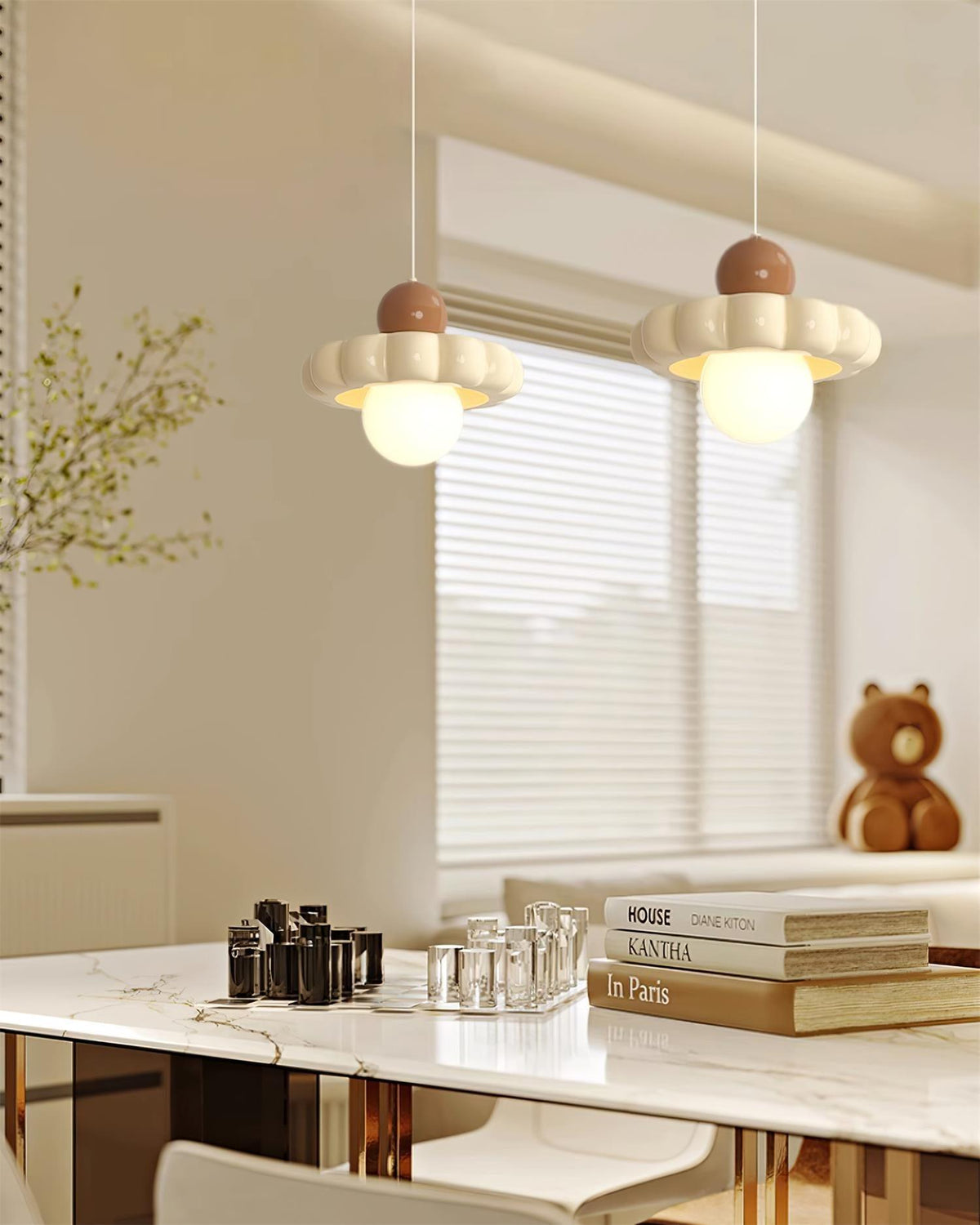 Retro Globe Pendant Light with Curved Shade – G9 Socket Ceiling Fixture for Dining Room Kitchen Bedroom – Adjustable Hanging Lamp Modern