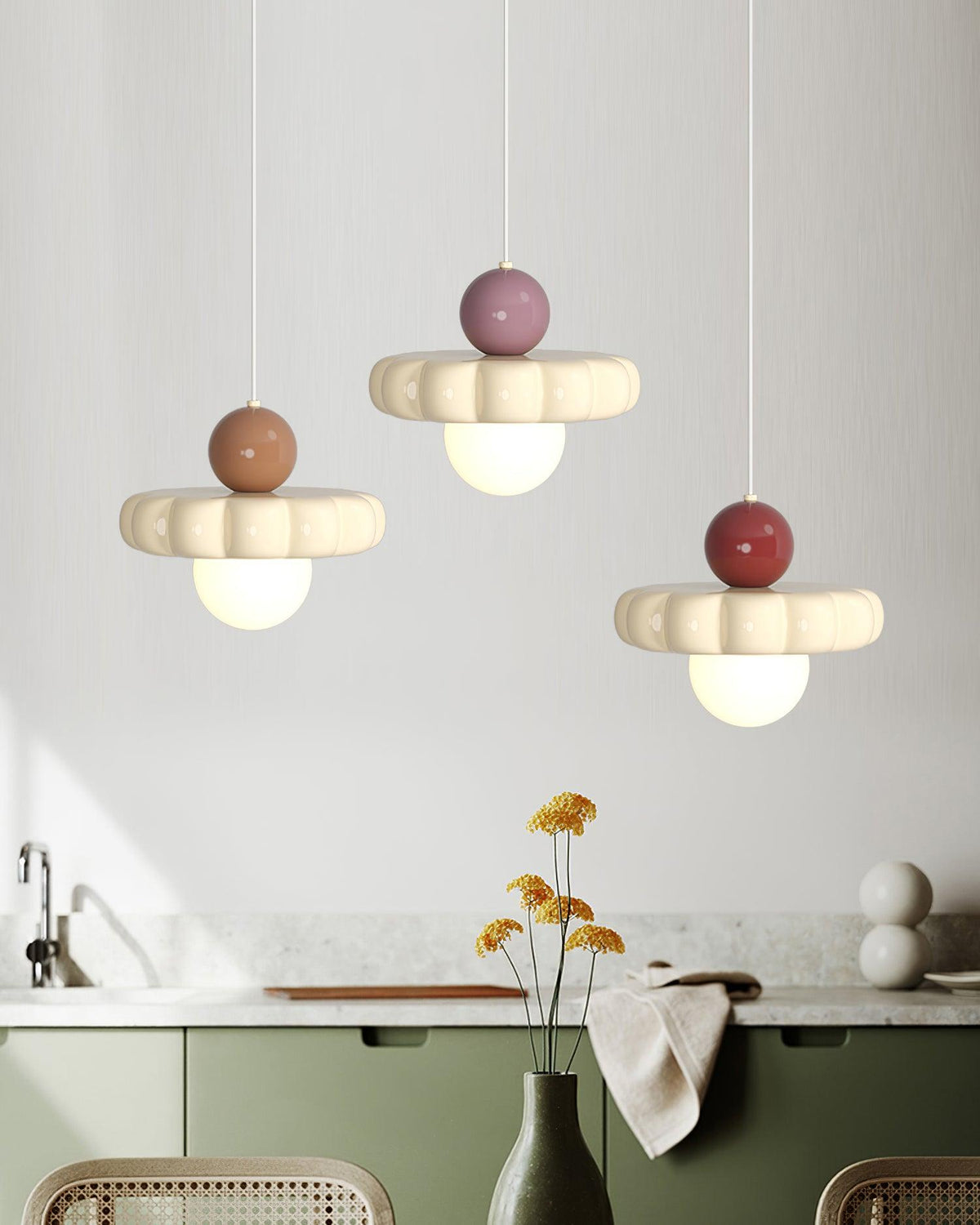 Retro Globe Pendant Light with Curved Shade – G9 Socket Ceiling Fixture for Dining Room Kitchen Bedroom – Adjustable Hanging Lamp Modern