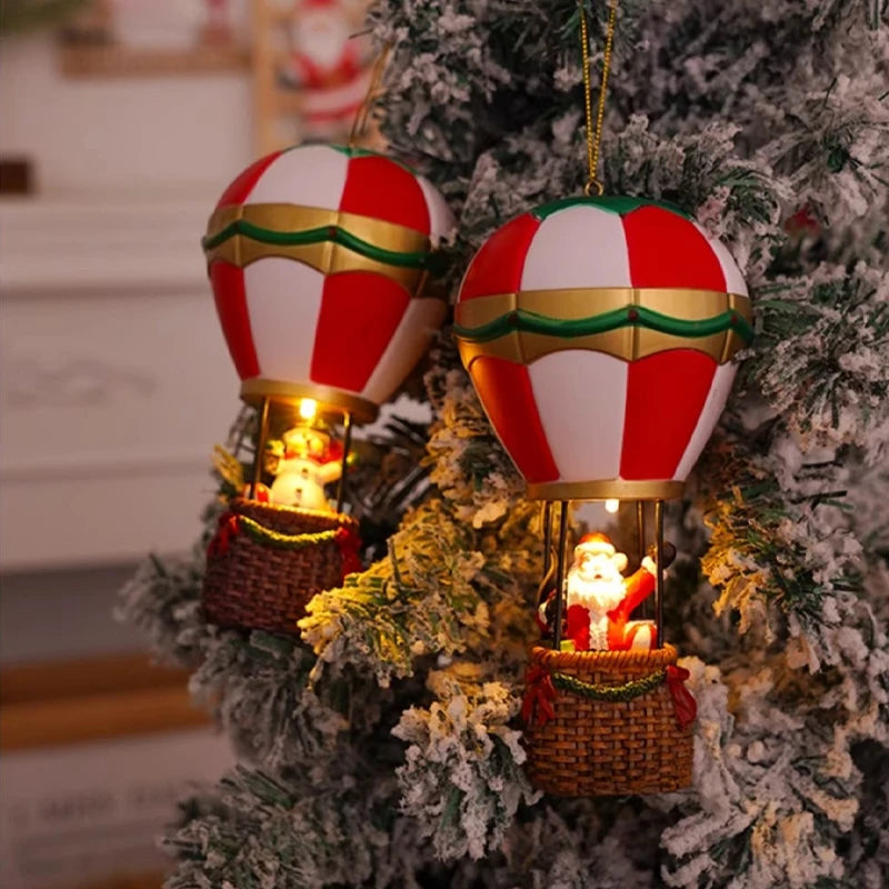 Celestia Hot Air Balloon Ornament - Resin, LED Battery Powered Christmas Decoration