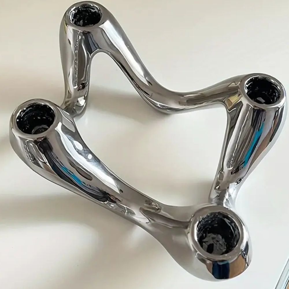Celestia Ripple Candle Holder - Ceramic Sculptural Design, Modern Accent