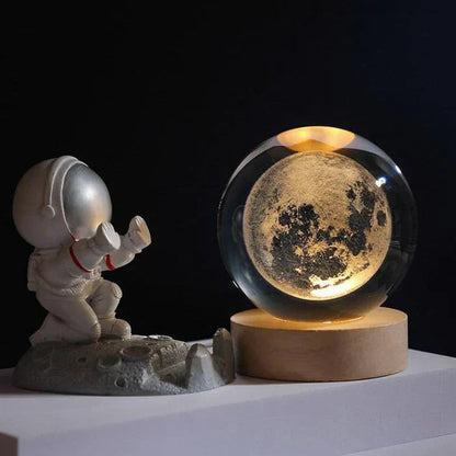 Ortekor CelestialGlow | LED Night Light Sphere with 3D Space Engravings | Enchanting Glow for Magical Ambiance