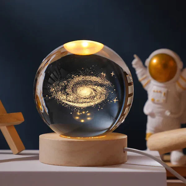 Ortekor CelestialGlow | LED Night Light Sphere with 3D Space Engravings | Enchanting Glow for Magical Ambiance