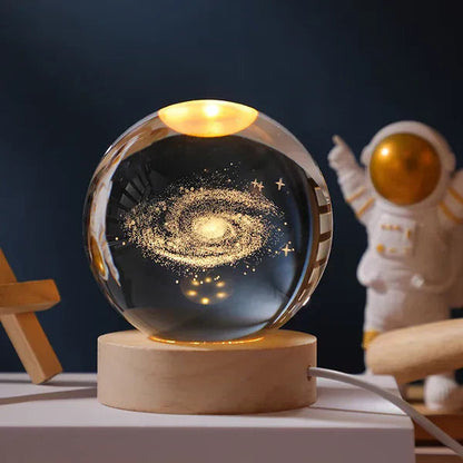 Ortekor CelestialGlow | LED Night Light Sphere with 3D Space Engravings | Enchanting Glow for Magical Ambiance