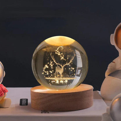 Ortekor CelestialGlow | LED Night Light Sphere with 3D Space Engravings | Enchanting Glow for Magical Ambiance