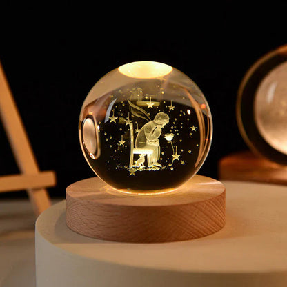 Ortekor CelestialGlow | LED Night Light Sphere with 3D Space Engravings | Enchanting Glow for Magical Ambiance