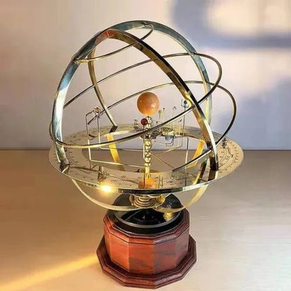 Hand-Cranked Planetary Model Desktop Astronomy Display Solar System Teaching Tool Rotating Orbital Demonstration for Science Classroom