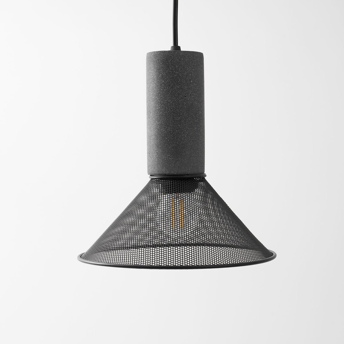 Industrial Concrete Hanging Light Fixture with Metal Accent for Dining Room, Kitchen Island & Bedroom – Adjustable Cord, E26 Socket, Modern