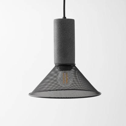 Industrial Concrete Hanging Light Fixture with Metal Accent for Dining Room, Kitchen Island & Bedroom – Adjustable Cord, E26 Socket, Modern