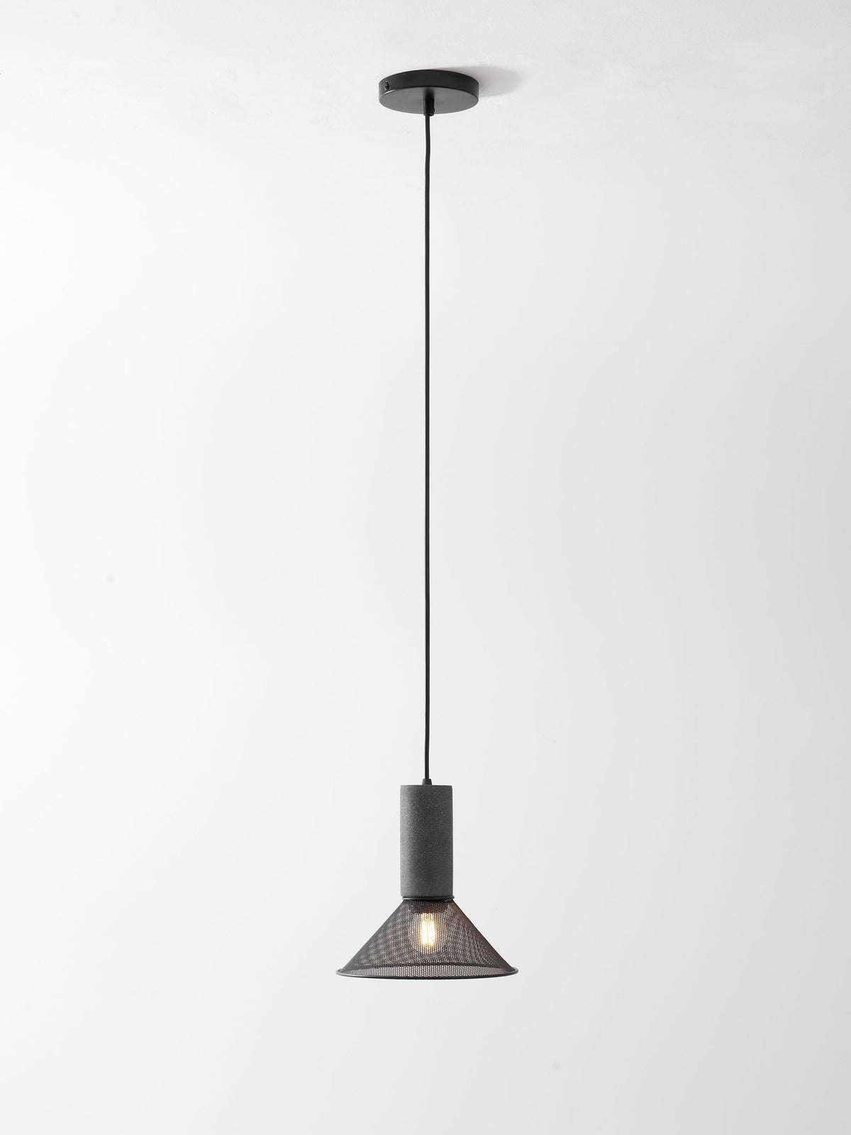 Industrial Concrete Hanging Light Fixture with Metal Accent for Dining Room, Kitchen Island & Bedroom – Adjustable Cord, E26 Socket, Modern