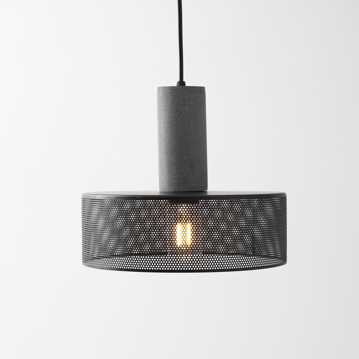Industrial Concrete Hanging Light Fixture with Metal Accent for Dining Room, Kitchen Island & Bedroom – Adjustable Cord, E26 Socket, Modern