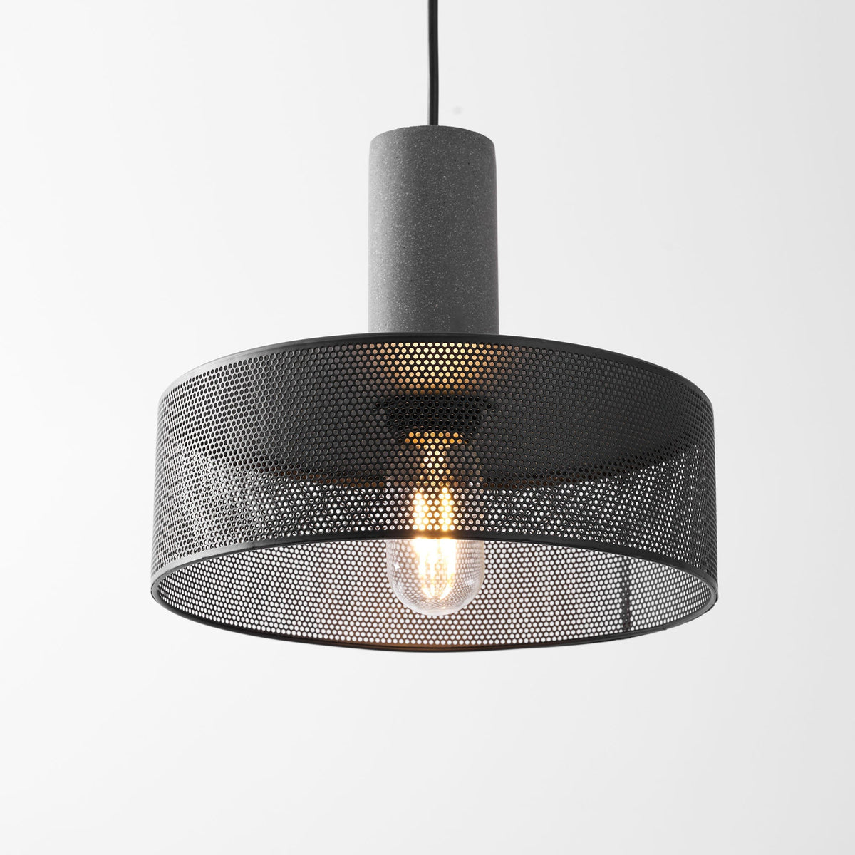 Industrial Concrete Hanging Light Fixture with Metal Accent for Dining Room, Kitchen Island & Bedroom – Adjustable Cord, E26 Socket, Modern