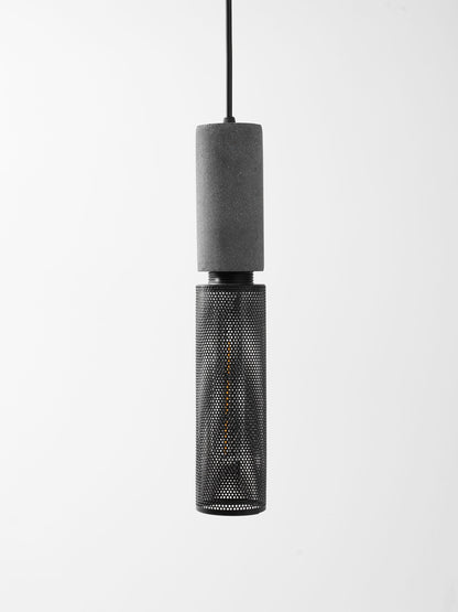 Industrial Concrete Hanging Light Fixture with Metal Accent for Dining Room, Kitchen Island & Bedroom – Adjustable Cord, E26 Socket, Modern