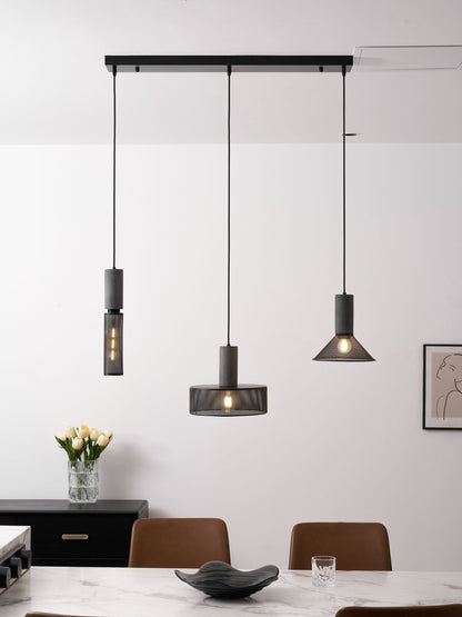 Industrial Concrete Hanging Light Fixture with Metal Accent for Dining Room, Kitchen Island & Bedroom – Adjustable Cord, E26 Socket, Modern