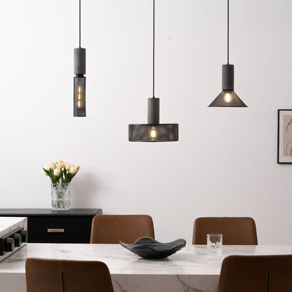 Industrial Concrete Hanging Light Fixture with Metal Accent for Dining Room, Kitchen Island & Bedroom – Adjustable Cord, E26 Socket, Modern