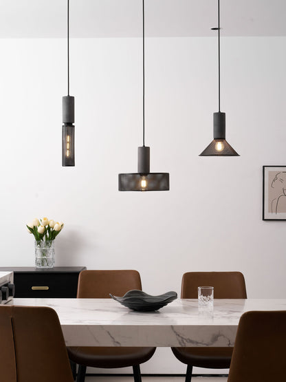 Industrial Concrete Hanging Light Fixture with Metal Accent for Dining Room, Kitchen Island & Bedroom – Adjustable Cord, E26 Socket, Modern