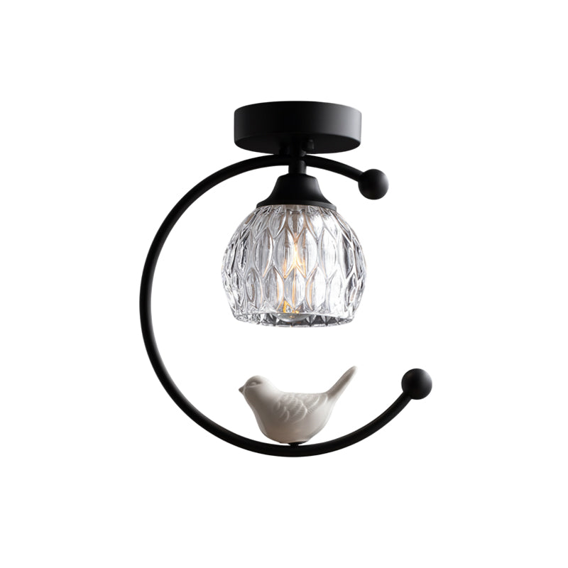 Decorative Bird Pendant Light with Brass Frame & Glass Shade for Bedroom, Dining Room & Living Room | Indoor Hanging Fixture 9 in × 11 in