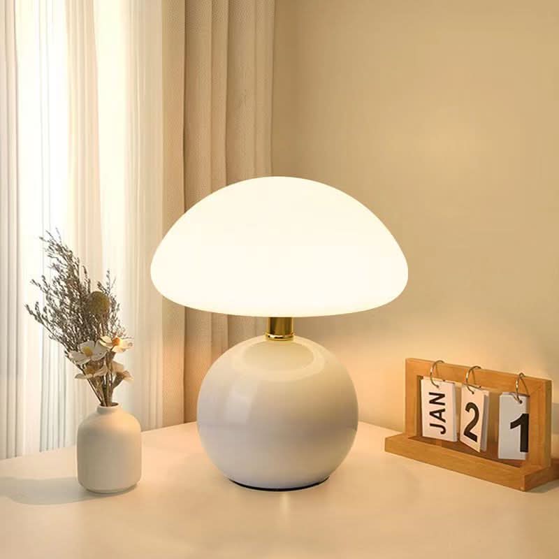 Ceramic LED Table Lamp with Adjustable Color Modes | Mushroom Design for Soft Ambient Lighting