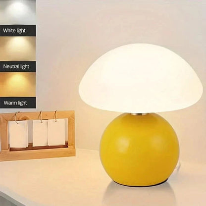 Ceramic LED Table Lamp with Adjustable Color Modes | Mushroom Design for Soft Ambient Lighting