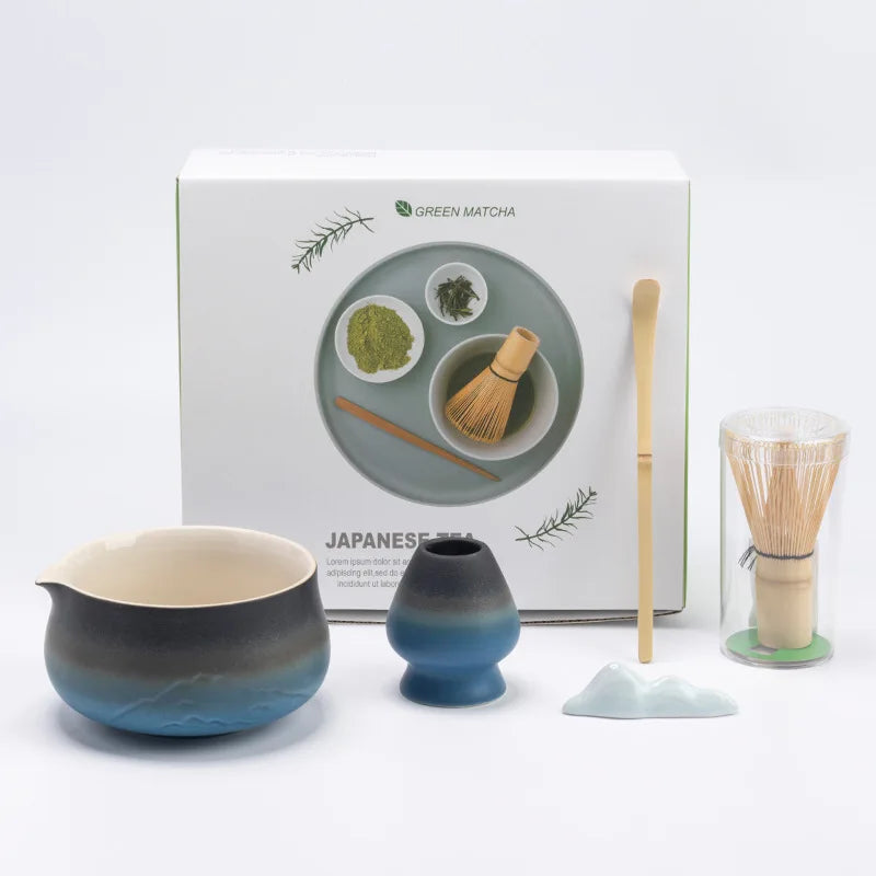 Ceramic Matcha Tea Set with Bamboo Whisk & Strainer | Traditional Japanese Tools for Authentic Tea Preparation