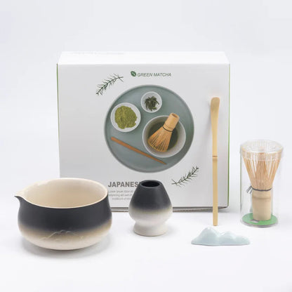 Ceramic Matcha Tea Set with Bamboo Whisk & Strainer | Traditional Japanese Tools for Authentic Tea Preparation