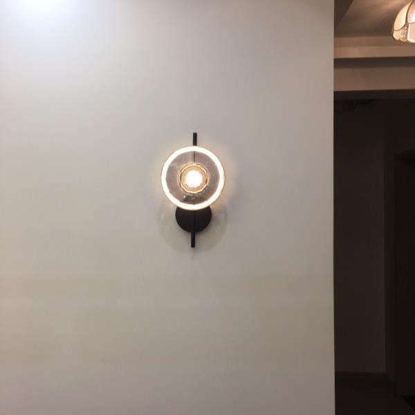 Modern Glass Sconce Light for Bedroom Hallway | Textured LED Wall Fixture Black or Gold Finish | Indoor Ambient Lighting