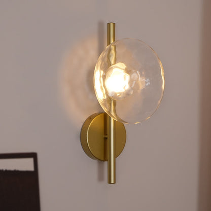 Modern Glass Sconce Light for Bedroom Hallway | Textured LED Wall Fixture Black or Gold Finish | Indoor Ambient Lighting