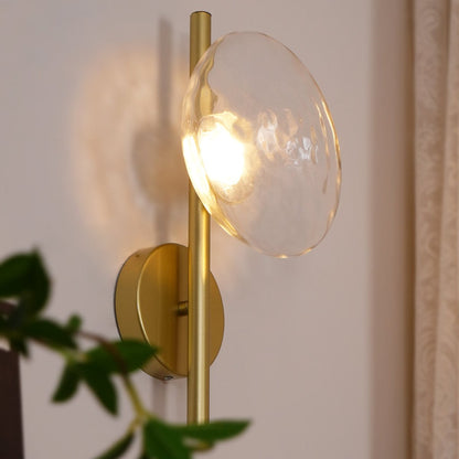 Modern Glass Sconce Light for Bedroom Hallway | Textured LED Wall Fixture Black or Gold Finish | Indoor Ambient Lighting