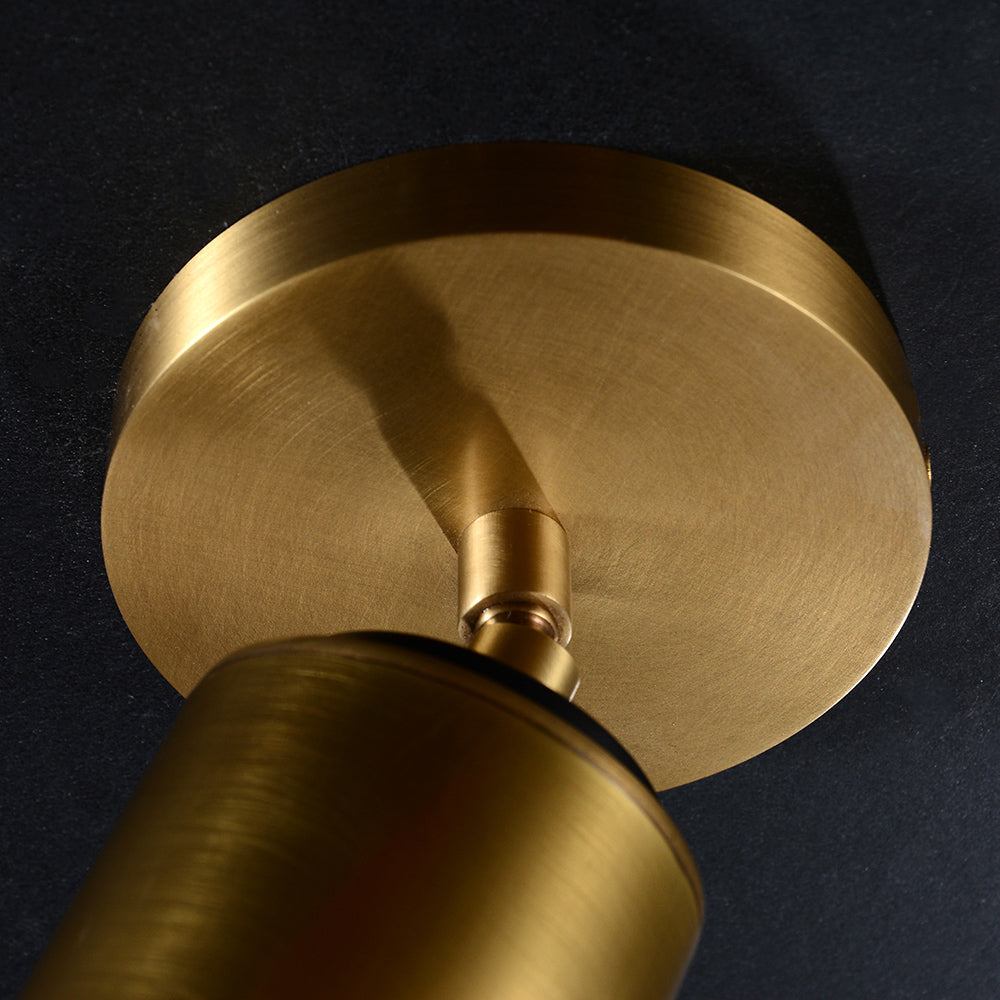Compact Brass Ceiling Light Fixture 9 Inches Tall Hardwired Small Flush Mount for Hallway Entryway Bedroom Bathroom Closet GU10 Bulb Base