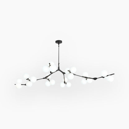 Sculptural Glass Sphere Chandelier with Adjustable LED Light — Multi-Arm Metal Frame Statement Fixture for Open Dining Spaces, Great Rooms &