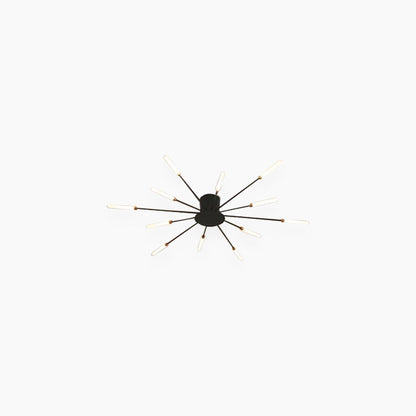 Semi-Flush Mount LED Light Fixture Aluminum 32 in Radial Design Black Gold for Living Room Bedroom Dining Room Contemporary Home Decor