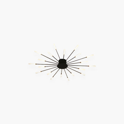 Semi-Flush Mount LED Light Fixture Aluminum 32 in Radial Design Black Gold for Living Room Bedroom Dining Room Contemporary Home Decor