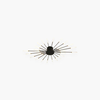 Semi-Flush Mount LED Light Fixture Aluminum 32 in Radial Design Black Gold for Living Room Bedroom Dining Room Contemporary Home Decor