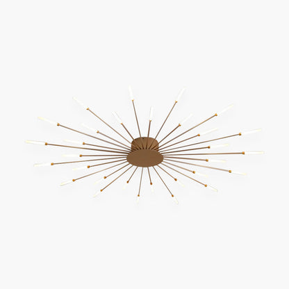 Semi-Flush Mount LED Light Fixture Aluminum 32 in Radial Design Black Gold for Living Room Bedroom Dining Room Contemporary Home Decor