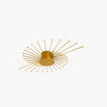 Semi-Flush Mount LED Light Fixture Aluminum 32 in Radial Design Black Gold for Living Room Bedroom Dining Room Contemporary Home Decor